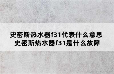 史密斯热水器f31代表什么意思 史密斯热水器f31是什么故障